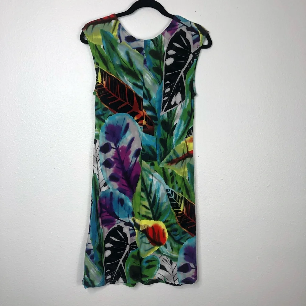 Jams World Jasper print dress casual Hawaiian summer cap sleeve v neck mini - Picture 2 of 9